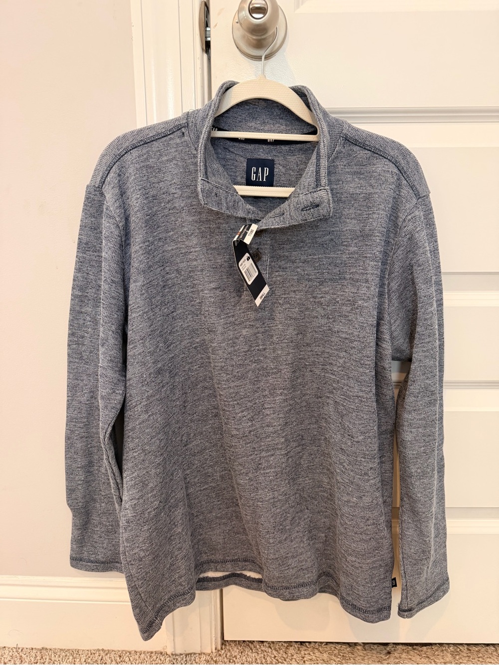 GAP Men’s Heather Blue Zip-Style Sweater